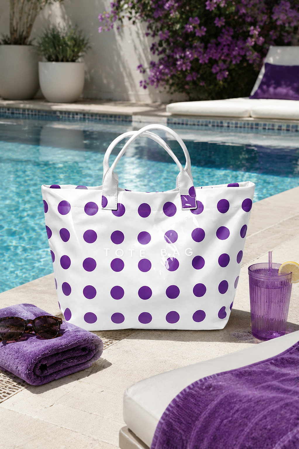 Purple Polka Dot Vinyl TOTE BAG
