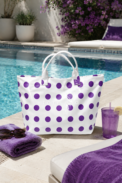 Purple Polka Dot Vinyl TOTE BAG