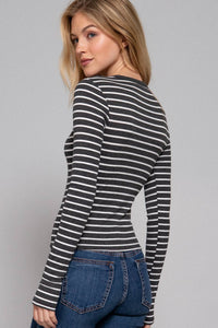 Stripes & Vibes Long Sleeve Striped Knit Top