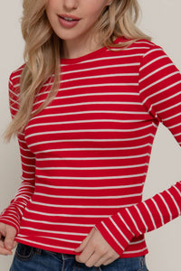 Stripes & Vibes Long Sleeve Striped Knit Top