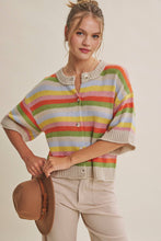 Load image into Gallery viewer, MAPLE STREET MULTI-STRIPE BUTTON-DOWN SWEATER CARDIGAN