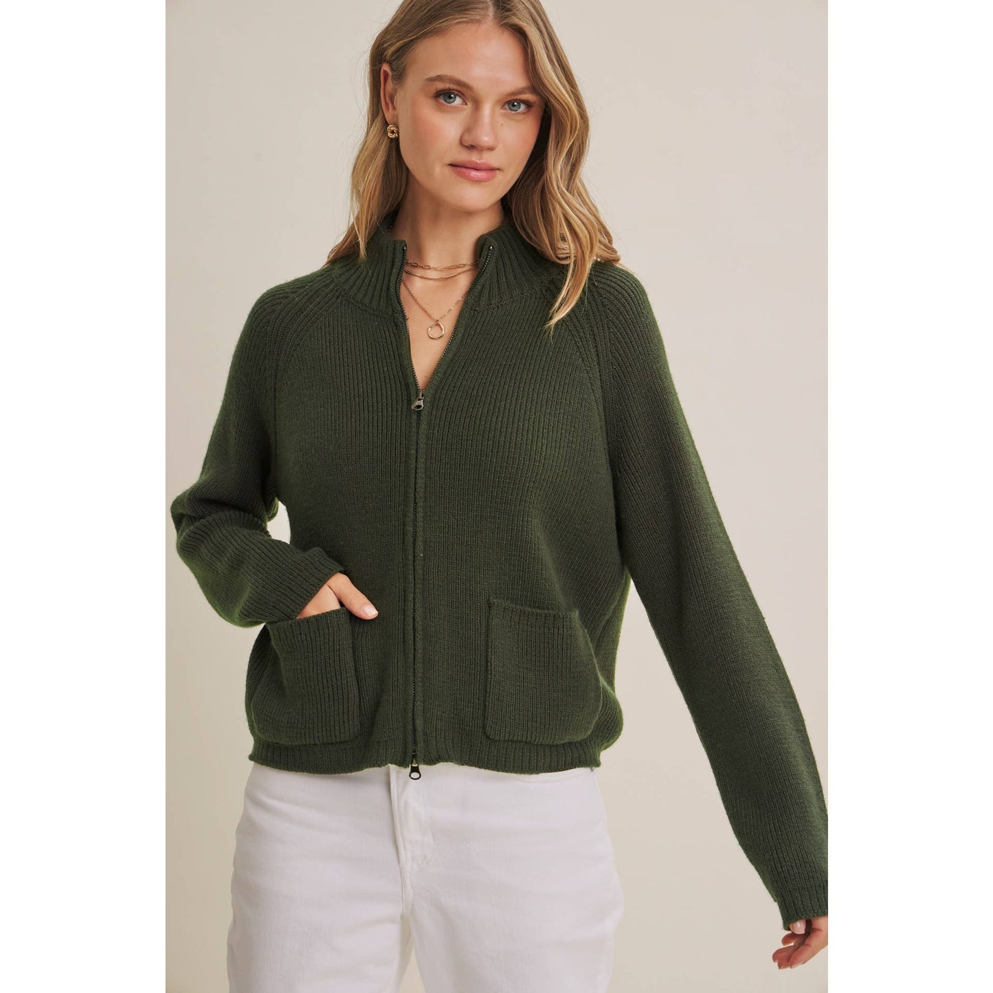Simple Comfort 2-Way Zip Everyday Sweater Jacket With Pockets