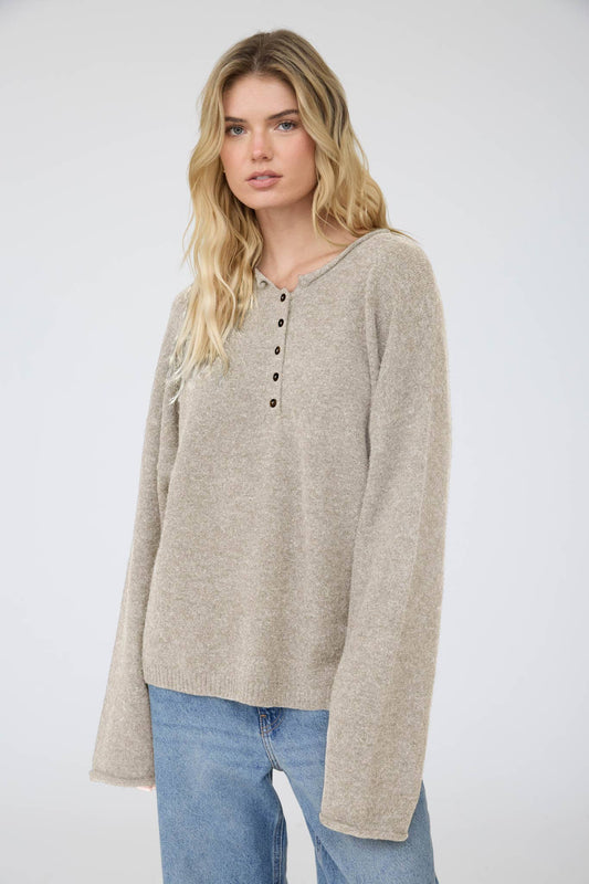Neutral Territory Henley  Sweater