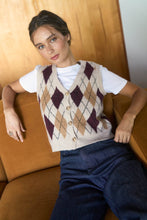 Load image into Gallery viewer, Plaid &amp; Proper Argyle Pattern  Button Down Knit Cardigan Vest
