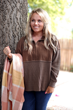 Load image into Gallery viewer, Ready or Not Waffle Quarter Zip - (Espresso)