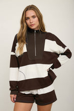 Load image into Gallery viewer, WIDE STRIPE HALF ZIP LONG SLEEVE KNIT TOP
