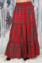 Load image into Gallery viewer, Feelin’ Festive Flowy Plaid Tiered Maxi Skirt