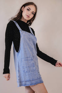 All Washed Up Denim Overall Mini Dress