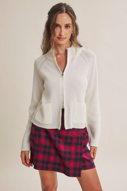 Simple Comfort 2-Way Zip Everyday Sweater Jacket With Pockets