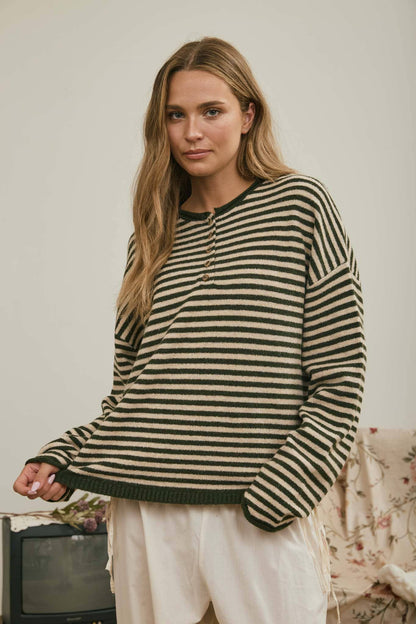 Just My Type Henley Sweater
