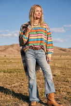 Load image into Gallery viewer, Oversized Mineral Washed Terry Stripe Pullover