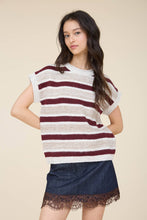 Load image into Gallery viewer, MARLED STRIPE RAW EDGE KNIT Sweater