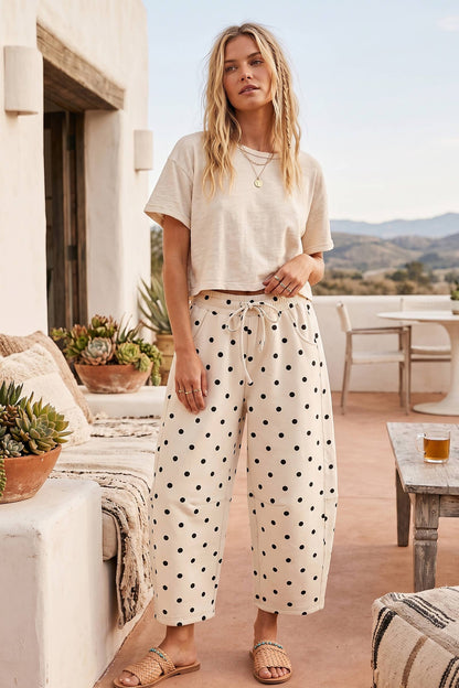 Effortless Days Polka Dot Barrel Pants