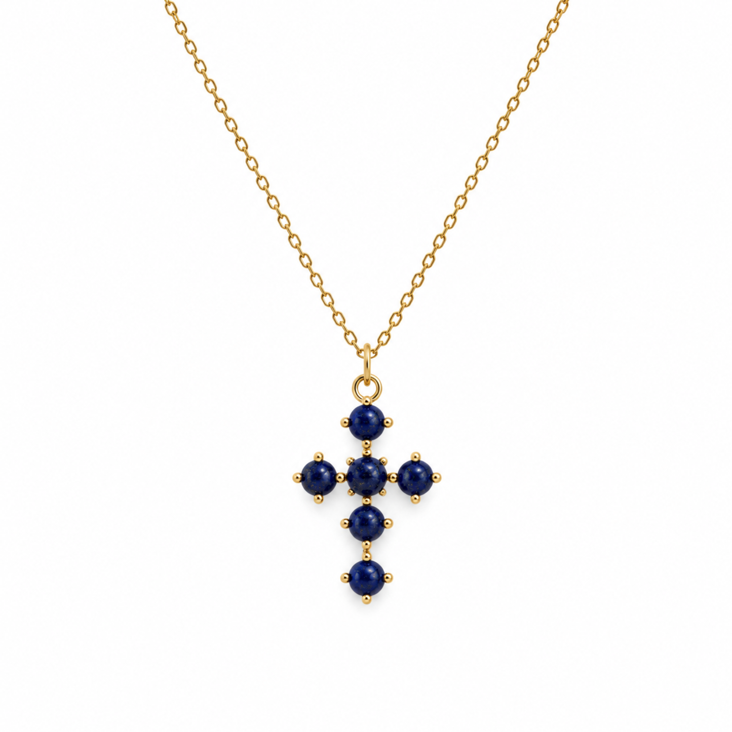 Ellison+Young Natural Stone Cross Pendant Necklace, Gold Chain