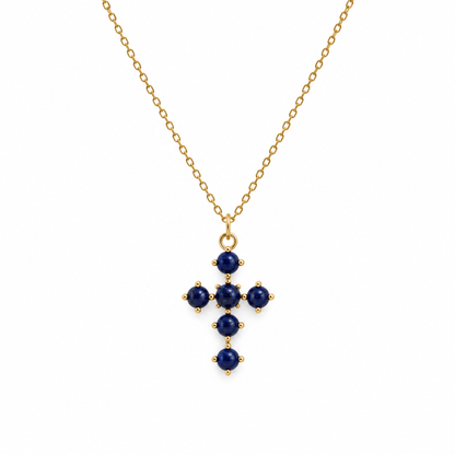 Ellison+Young Natural Stone Cross Pendant Necklace, Gold Chain