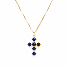 Load image into Gallery viewer, Ellison+Young Natural Stone Cross Pendant Necklace, Gold Chain