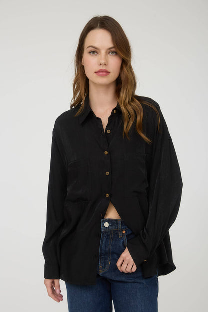 Feeling Bossy Oversized Button Down Long Sleeve Top