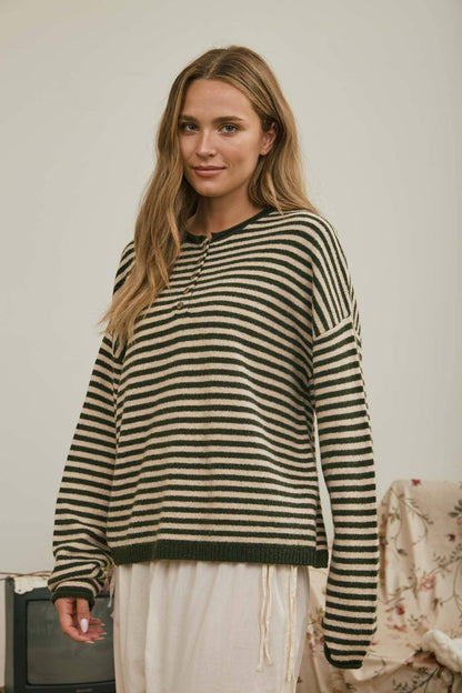 Just My Type Henley Sweater