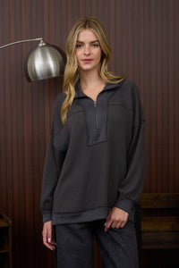 Peak Performance Half Zip Waffle Knit Top