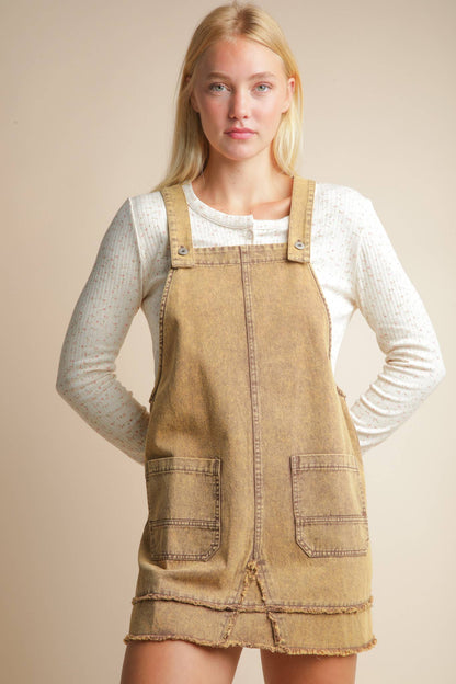 All Washed Up Denim Overall Mini Dress