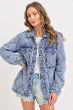 Load image into Gallery viewer, Stitched to Perfection Oversized Quilted Denim Jacket