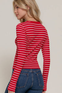 Stripes & Vibes Long Sleeve Striped Knit Top