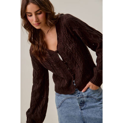 SWEATER WEAVING CARDIGAN TOP