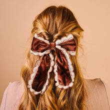 Load image into Gallery viewer, Coquette Velour Hair Bow-Brown