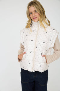 POLKA DOT & BOW PATTERN PUFFER VEST