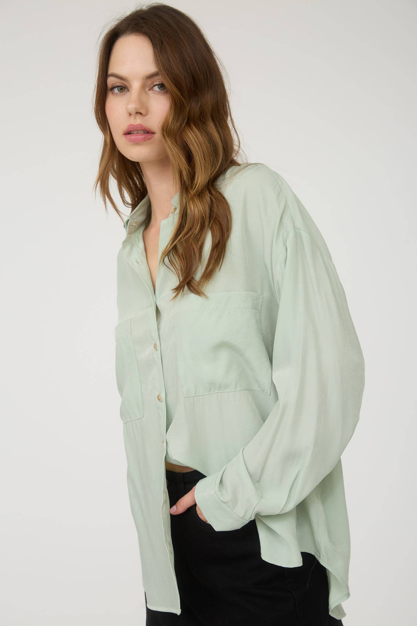 Feeling Bossy Oversized Button Down Long Sleeve Top