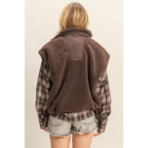 Cool Weather Vibes Sherpa Vest with Tie-Up Side Details