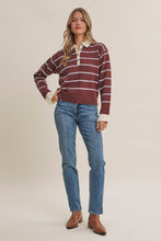 Load image into Gallery viewer, Modern Heritage Stripe Henley Twofer Sweater Top