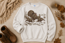 Load image into Gallery viewer, Vintage Retro Turkey Kangaroo Pocket Crewneck Sweatshirt