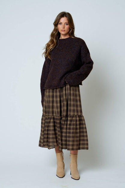 MOCK NECK LONG SLEEVE OVERSIZED KNIT SWEATER