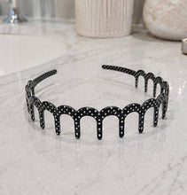 Load image into Gallery viewer, Black Polka Dot Zig-Zag Headband