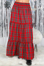 Load image into Gallery viewer, Feelin’ Festive Flowy Plaid Tiered Maxi Skirt