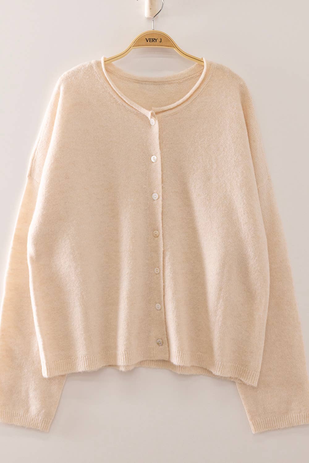 12W3789N-Soft Touch Button Cardigan