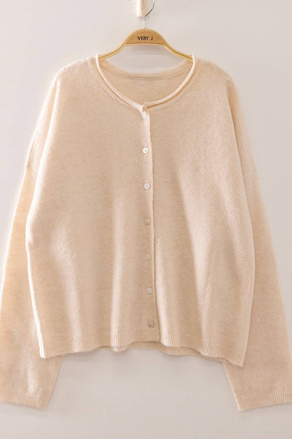 12W3789N-Soft Touch Button Cardigan
