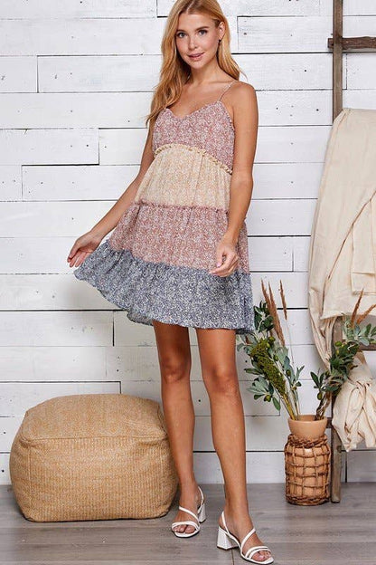 Patch Perfect Tiered Mini Dress