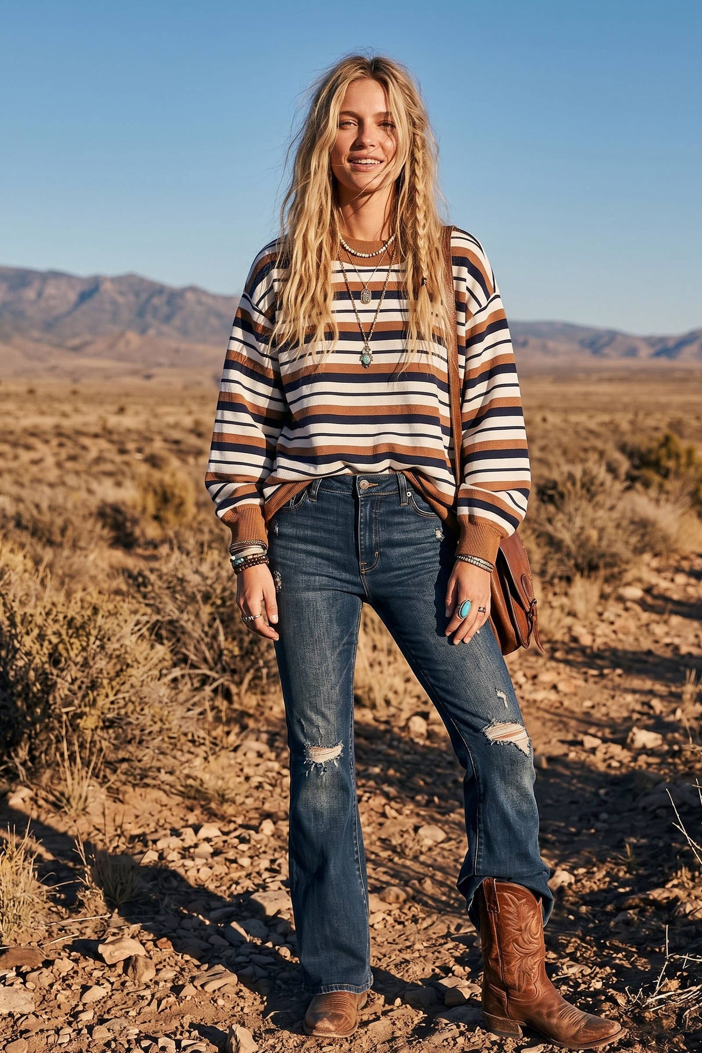 Fall In Line Oversized Striped Sweatshirt