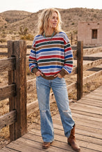 Load image into Gallery viewer, Oversized Mineral Washed Terry Stripe Pullover