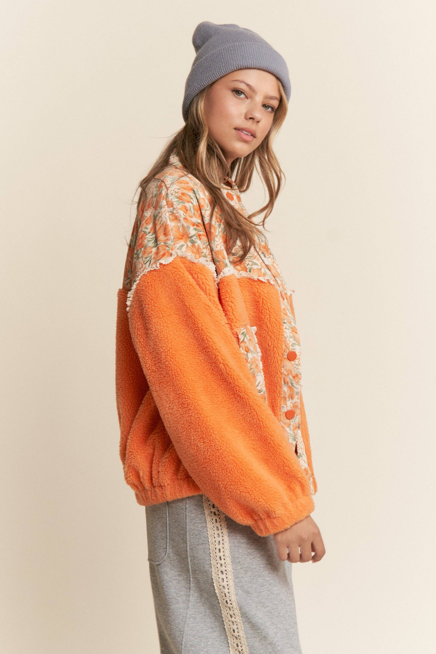 Pocket Full of Posies Floral Mixed Fabric Jacket