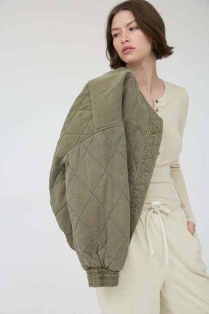 Morning Fog Mineral Washed Quilted Jacket