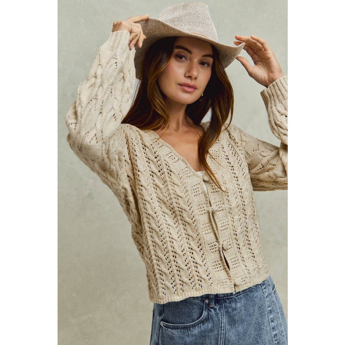 SWEATER WEAVING CARDIGAN TOP