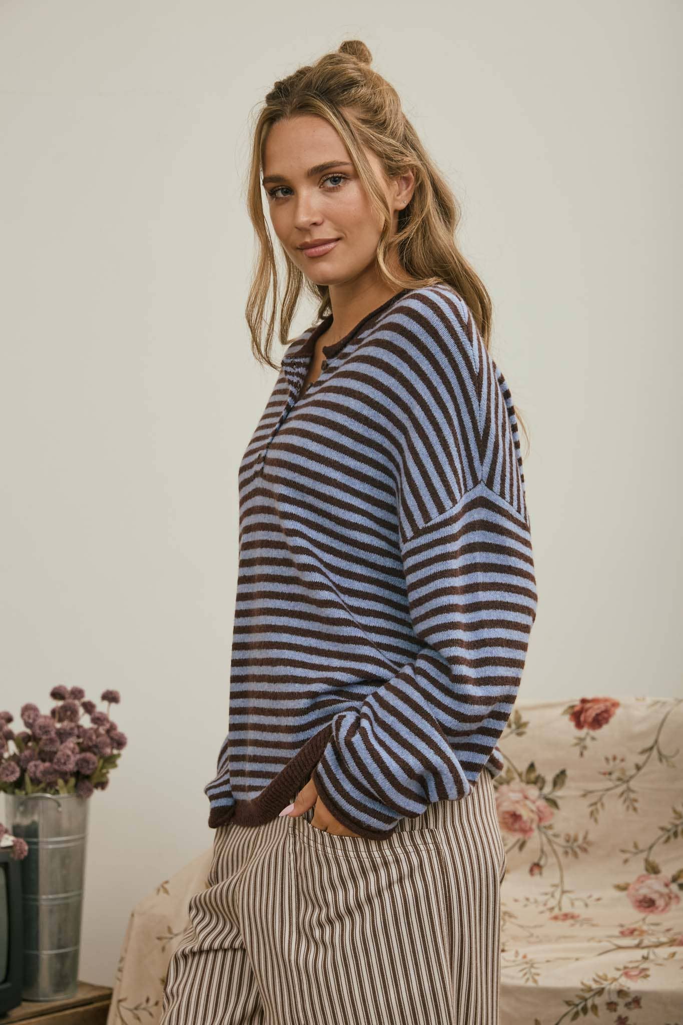 Just My Type Henley Sweater