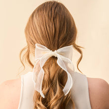 Load image into Gallery viewer, Sheer Pearl Hair Bow-Cream