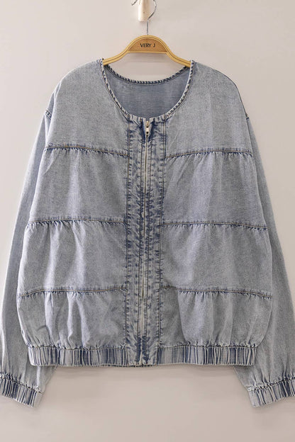Blue Skies Ahead Tiered Denim Jacket