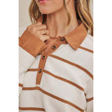Load image into Gallery viewer, Modern Heritage Stripe Henley Twofer Sweater Top