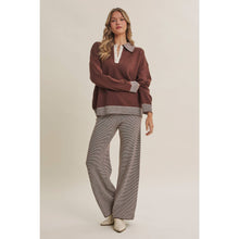 Load image into Gallery viewer, COZY CABIN PINSTRIPE HENLEY POLO SWEATER TOP
