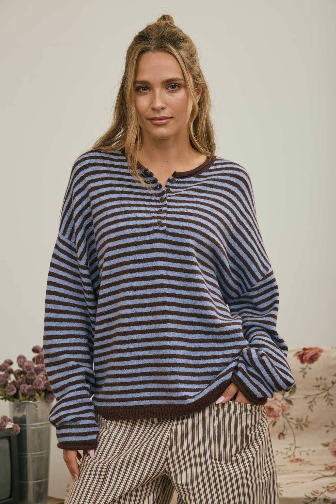 Just My Type Henley Sweater